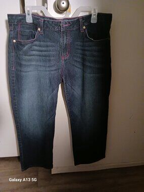 Womans Size 15w Stretch Jean Capris Blue Mid-Rise Short Pants by Susie Rose